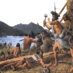 Painting of Tlingit and Russians fighting during the Battle of Sitka
